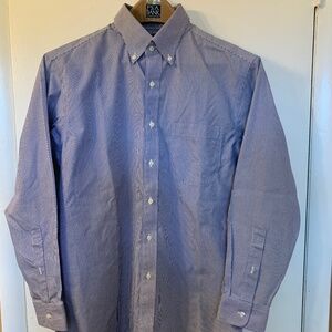 Jos. A. Bank Traveler's Collection Men's Dress Shirt. 16-33. Blue Stripe.